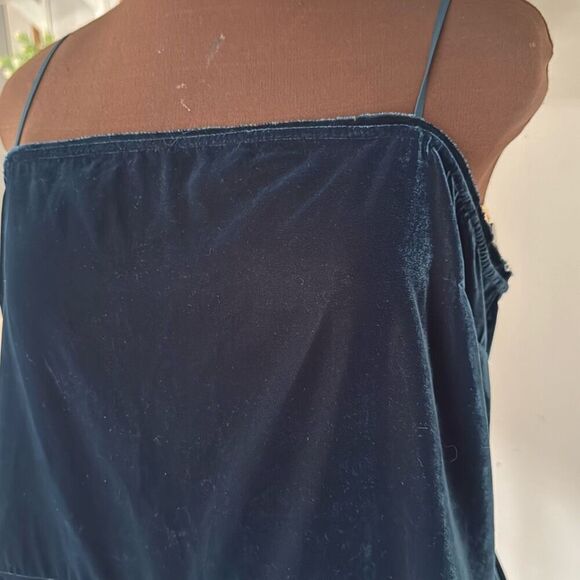 Intimately free people velvet spaghetti strap tank top size large hunter green w - Picture 2 of 8
